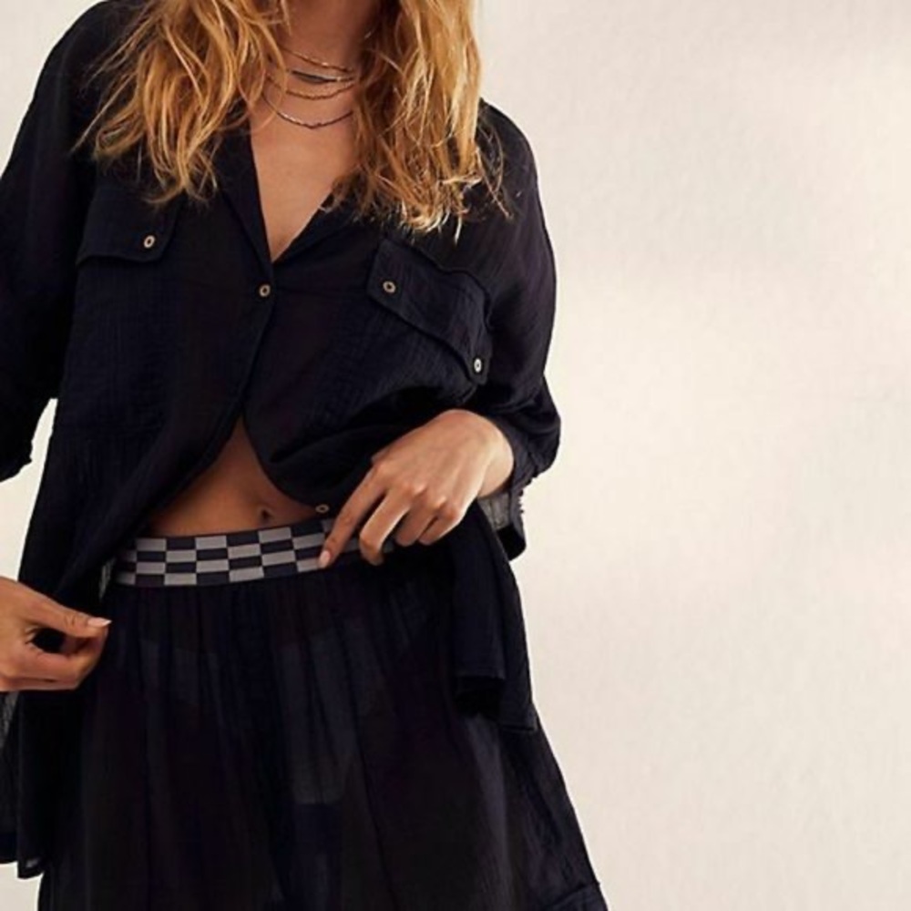 Free People Intimately Sleep Talk Shirt Washed Black